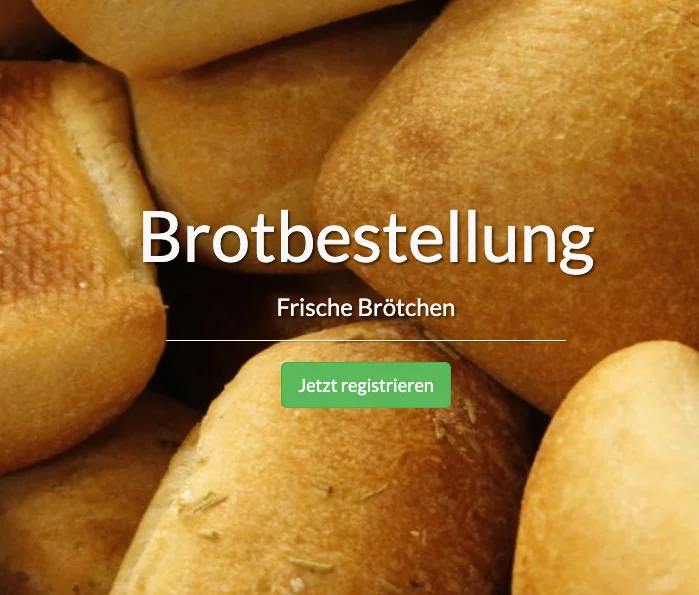 Brotbestellung — Portal für Feriengäste, Screenshot